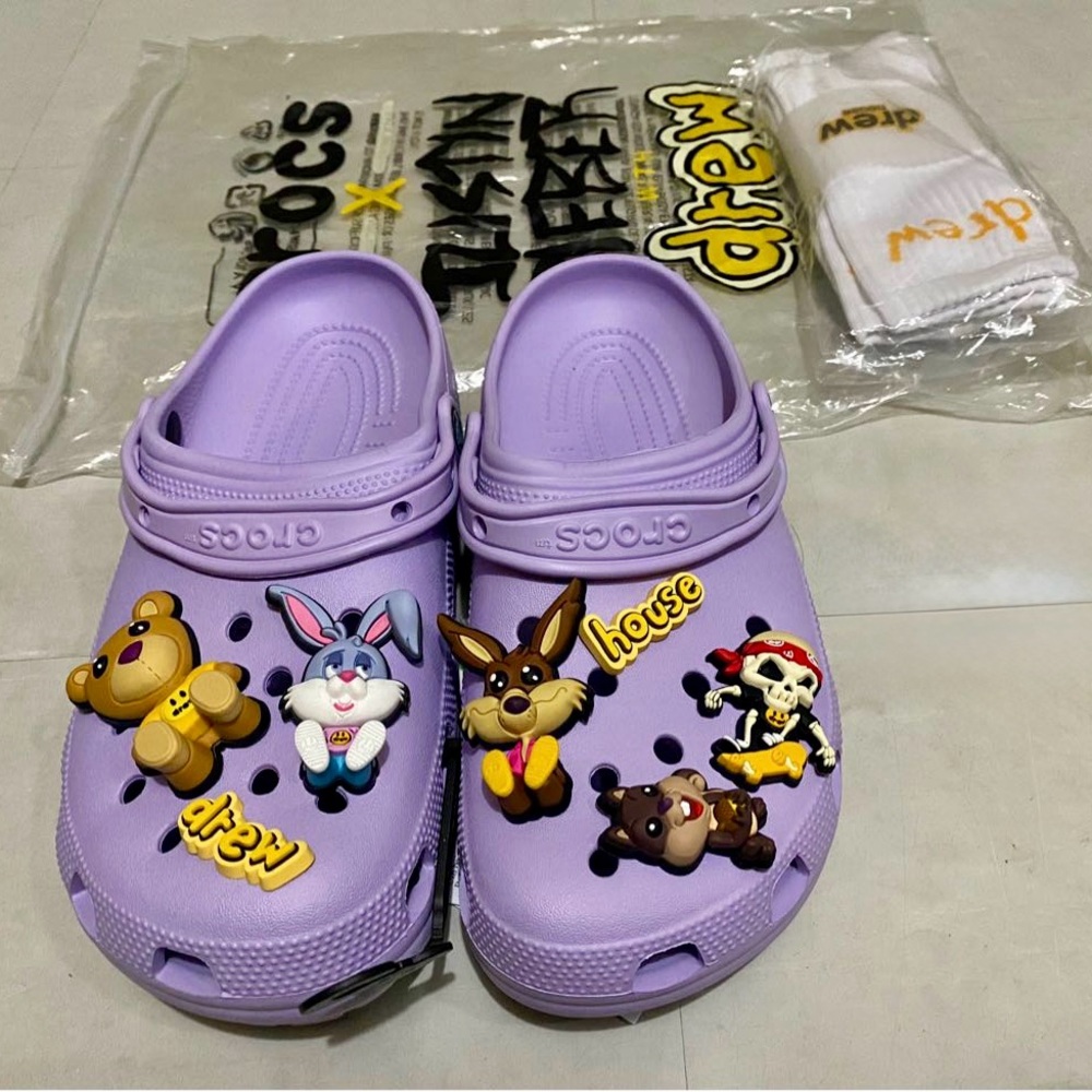 CROCS Kids Lavender Clogs with Character Charms